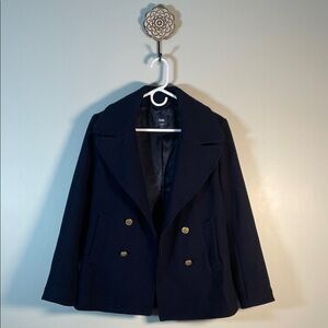 GAP Classic Women's Dark Blue Navy Peacoat with Gold Buttons Wool Blend S